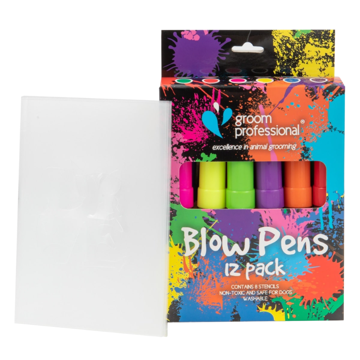 Creative Blow Pens 12 Pack With Stencils by Groom Professional