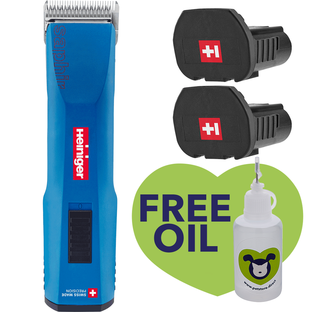 Blue Cordless Clipper with Two Batteries with Free Oil by Heiniger