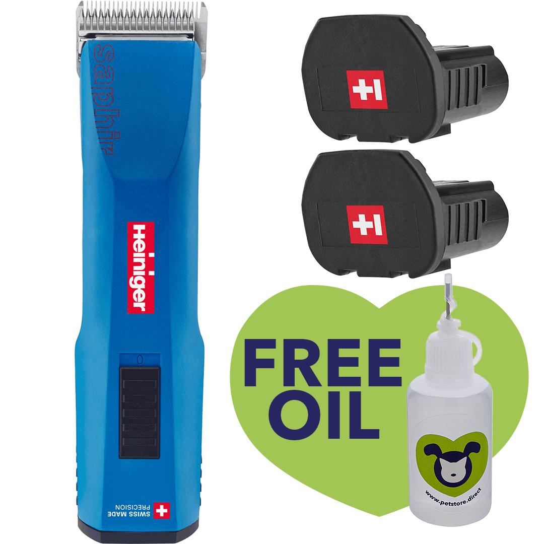 Blue Cordless Clipper with Two Batteries with Free Oil by Heiniger