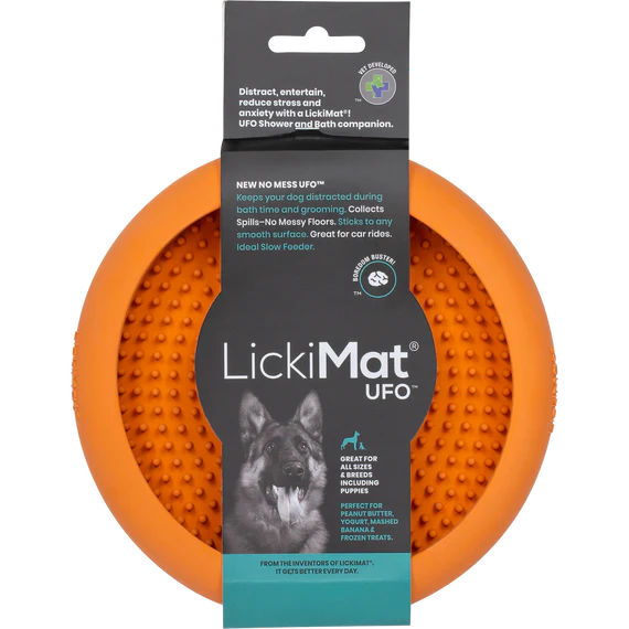 UFO Slow Feeder Dog Bowl Orange by LickiMat