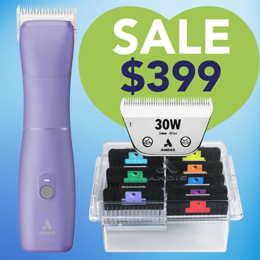 Andis Purple  Clipper Bundle  Blade and combs