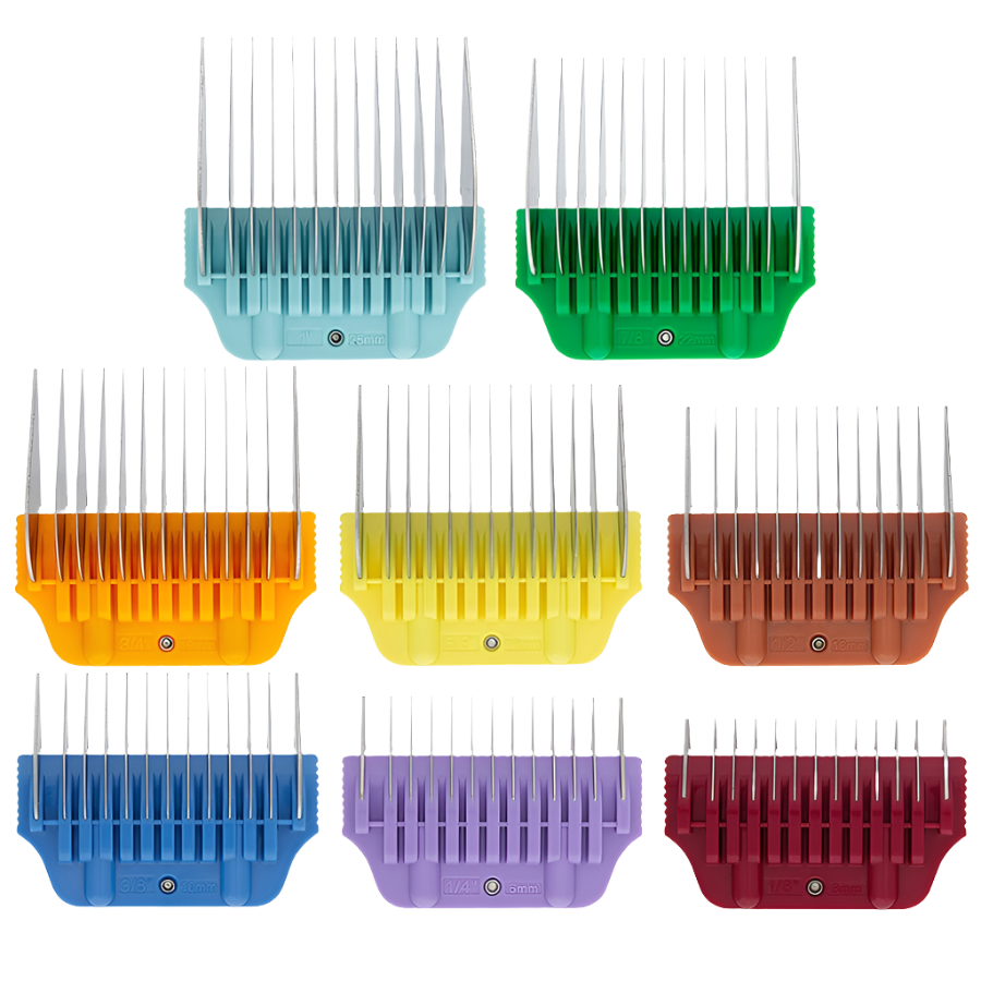 Wide Combs Colored Set of 8 (1/8" through 1") by PetStore.Direct