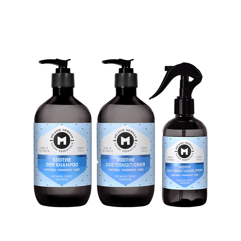 Soothe Shampoo 500ml, Conditioner 500ml, Spray 250ml by Melanie Newman