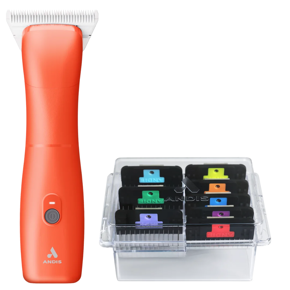 Emerge Clipper Orange with #30W Blade and 8Pc Wide Comb Attachment Bundle by Andis