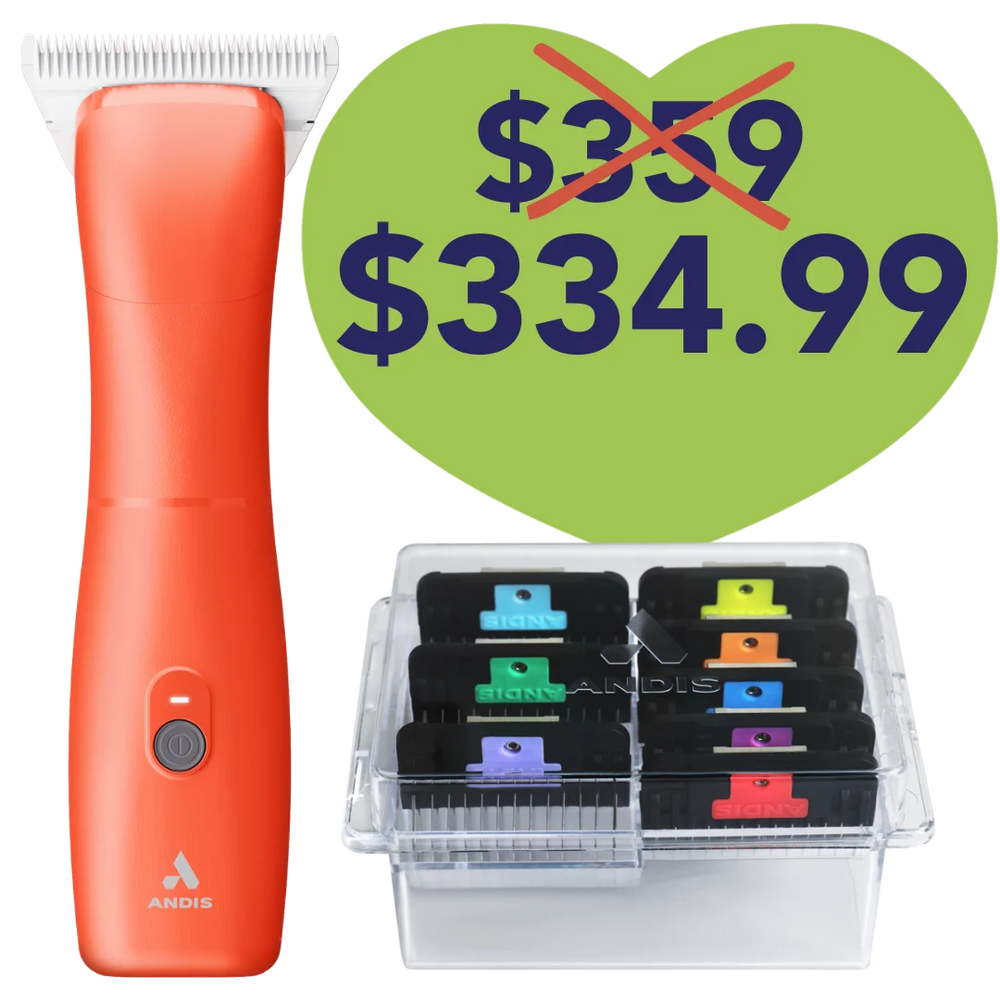 Emerge Clipper Orange with #30W Blade and 8Pc Wide Comb Attachment Bundle by Andis