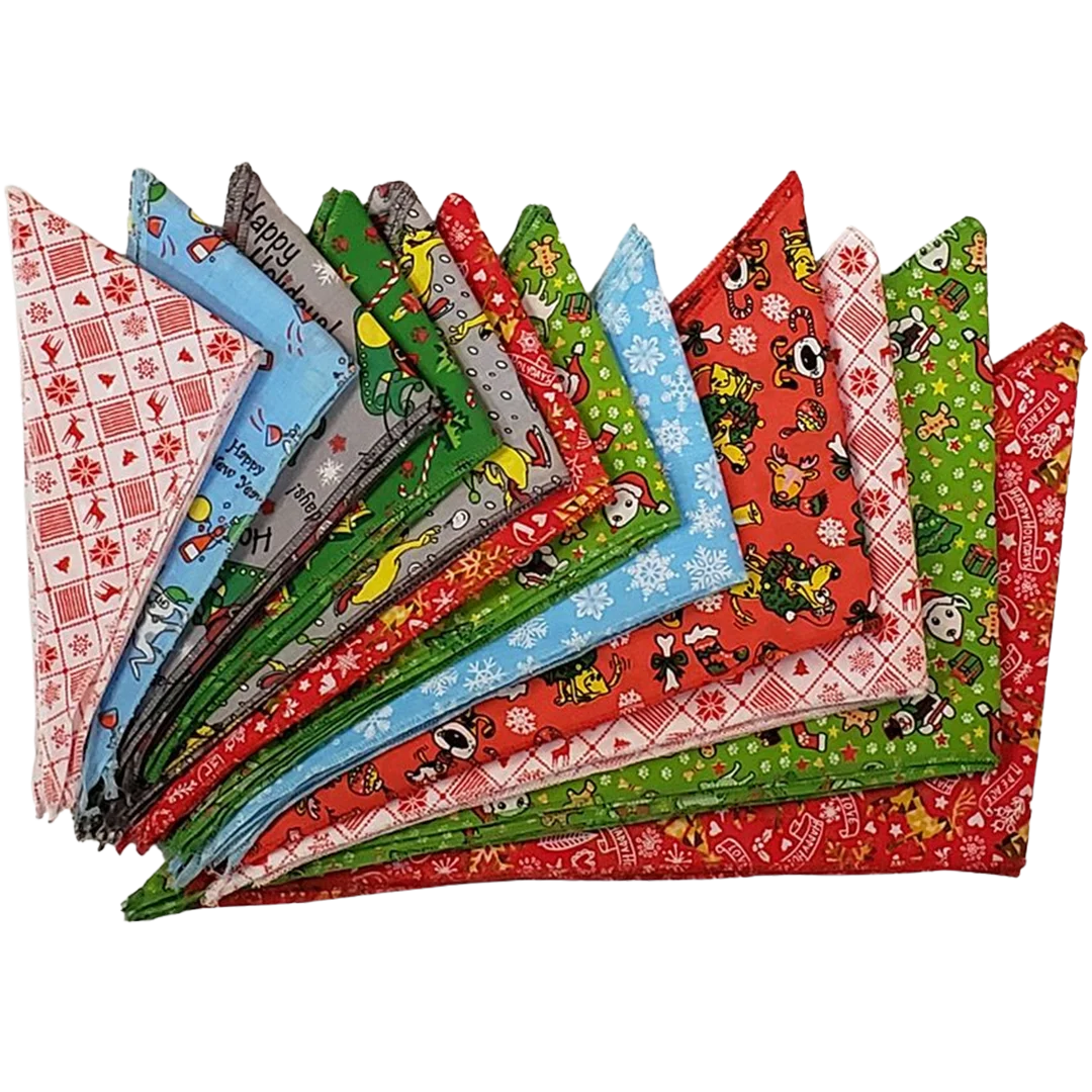 Christmas Winter Bandanas - 60 Assorted Sizes and Patterns by Bandanas Unlimited