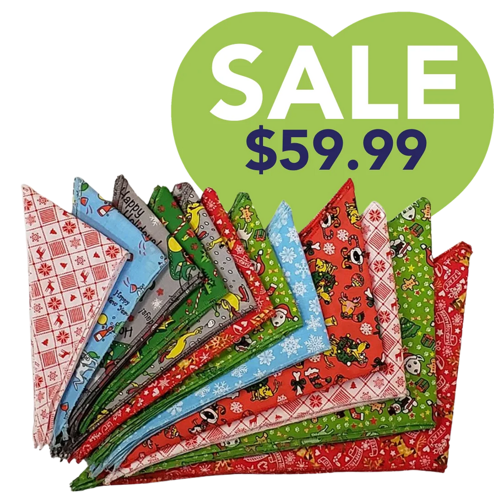 Christmas Winter Bandanas - 60 Assorted Sizes and Patterns by Bandanas Unlimited