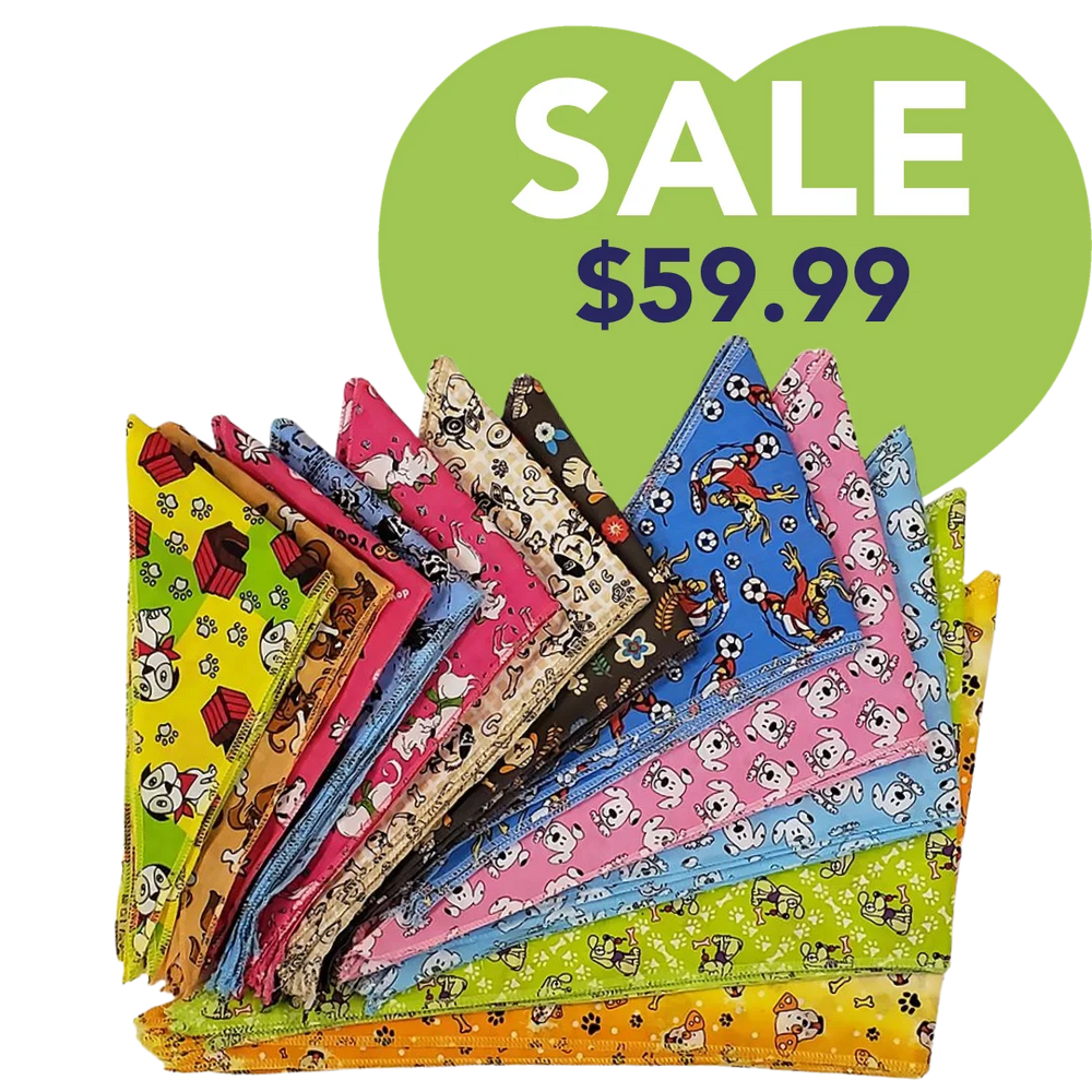 Doggie Bandanas - 60 Assorted Sizes and Patterns by Bandanas Unlimited