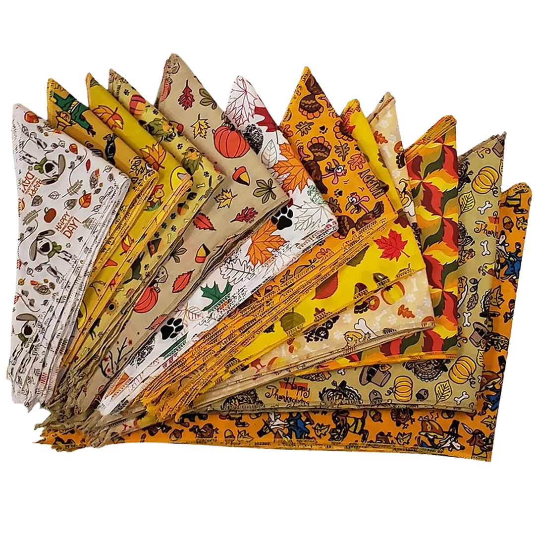 Fall & Thanksgiving Bandanas - 60 Assorted Sizes and Patterns by Bandanas Unlimited