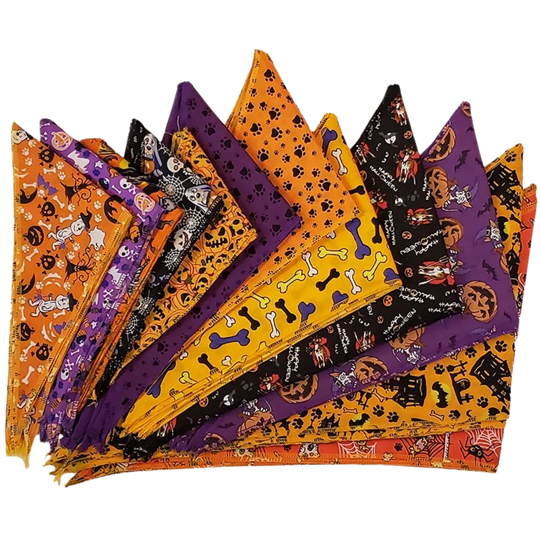 Halloween Bandanas - 60 Assorted Sizes and Patterns by Bandanas Unlimited