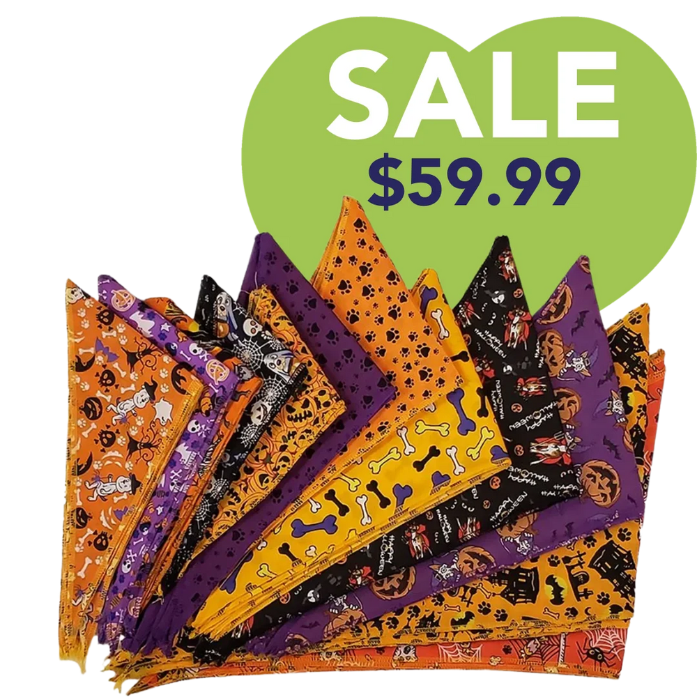 Halloween Bandanas - 60 Assorted Sizes and Patterns by Bandanas Unlimited