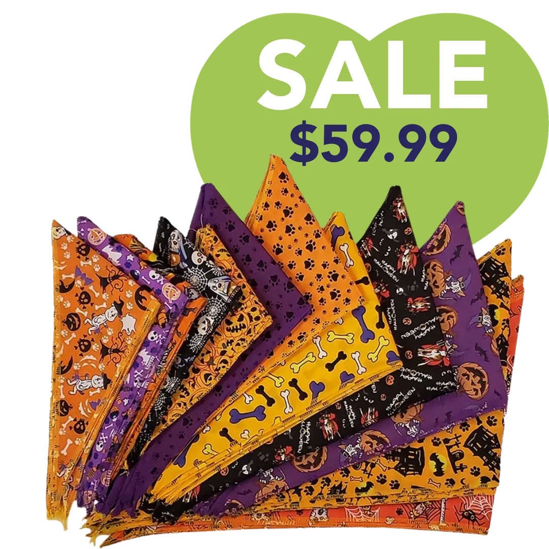 Halloween Bandanas - 60 Assorted Sizes and Patterns by Bandanas Unlimited