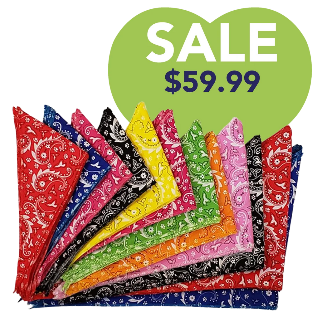 Paisley Bandanas - 60 Assorted Sizes and Patterns by Bandanas Unlimited