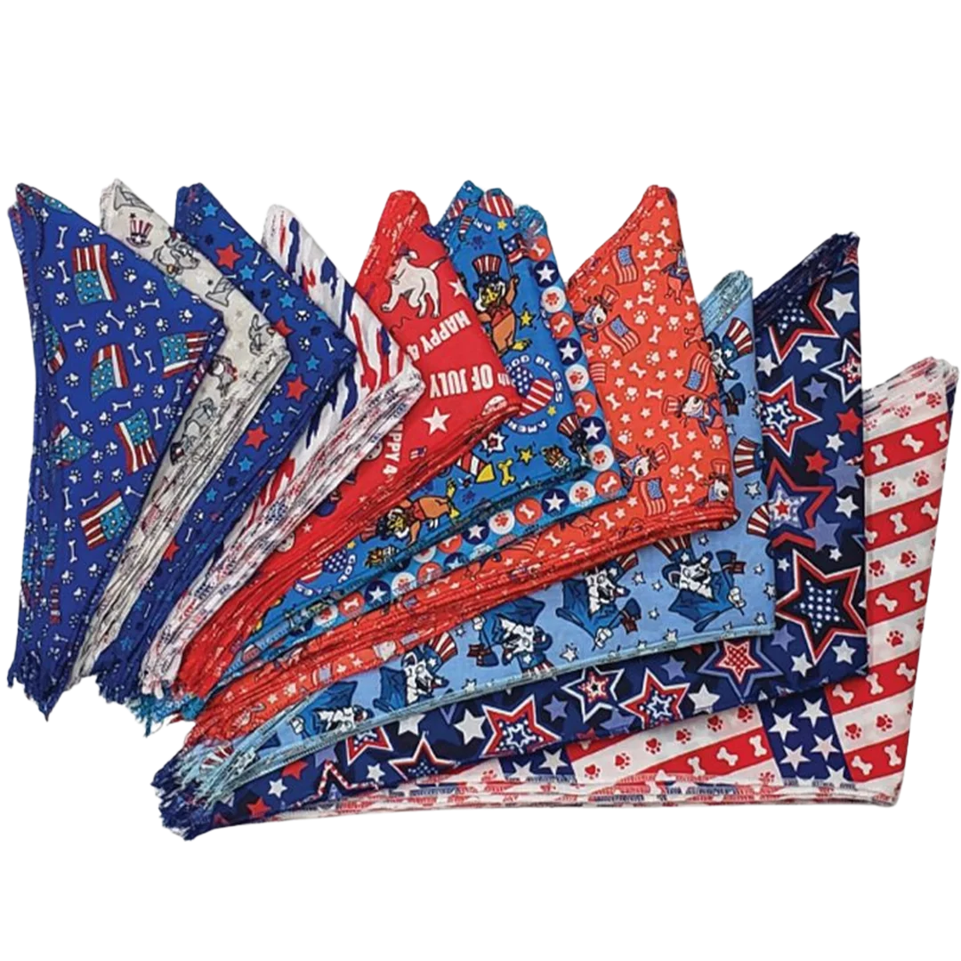 Patriotic Bandanas - 60 Assorted Sizes and Patterns by Bandanas Unlimited