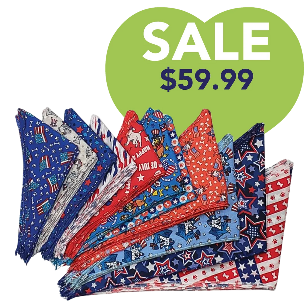 Patriotic Bandanas - 60 Assorted Sizes and Patterns by Bandanas Unlimited