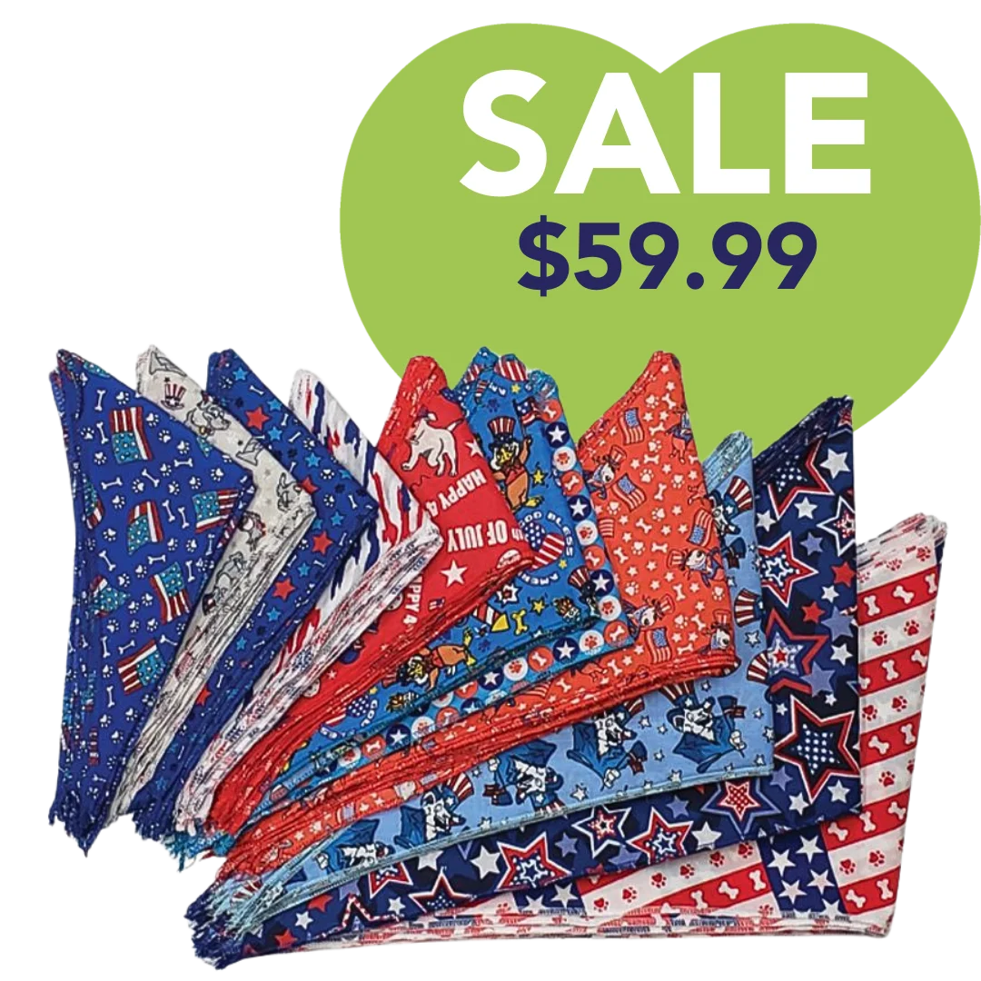 Patriotic Bandanas - 60 Assorted Sizes and Patterns by Bandanas Unlimited