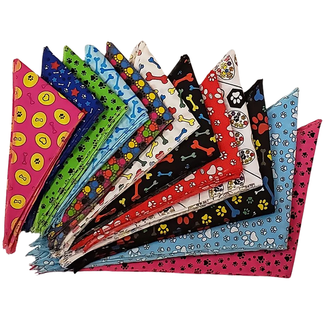 Paws & Bones Bandanas - 60 Assorted Sizes and Patterns by Bandanas Unlimited