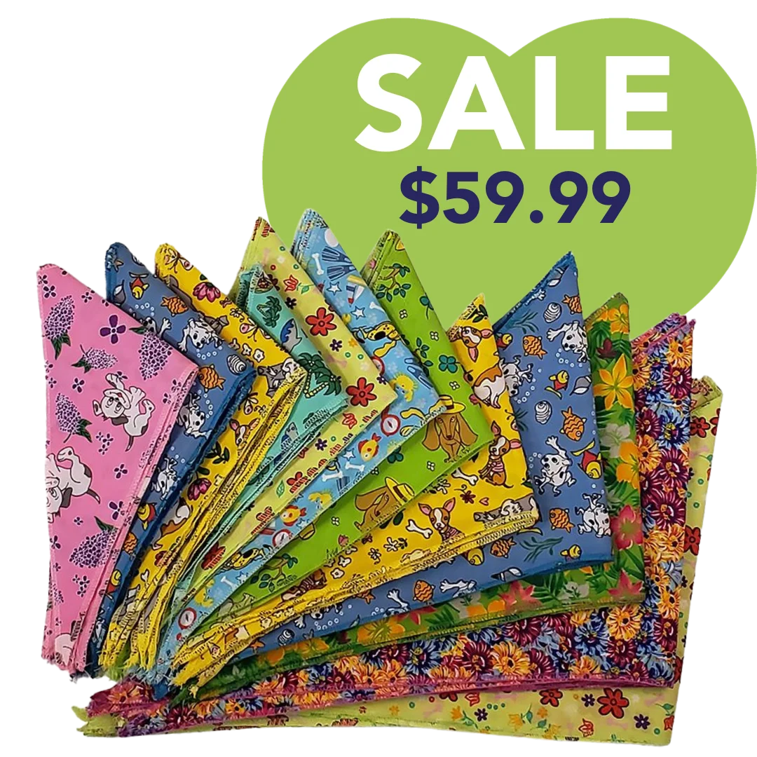 Spring & Summer Bandanas - 60 Assorted Sizes and Patterns by Bandanas Unlimited