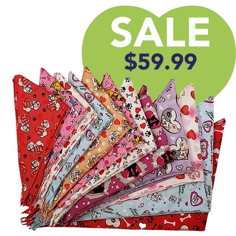 Valentine's Day Bandanas - 60 Assorted Sizes and Patterns by Bandanas Unlimited