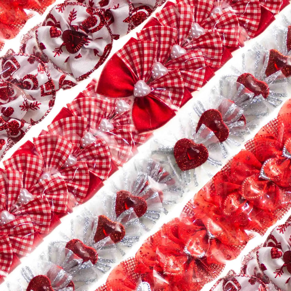 10 Red and White Valentine Bows by Cecilia Bows