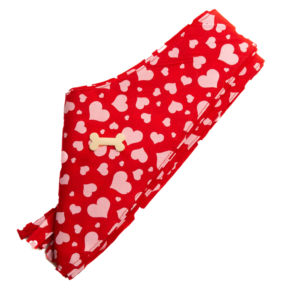 Design #31 Neck Red Heart Dog Bandana by Cecilia Bows