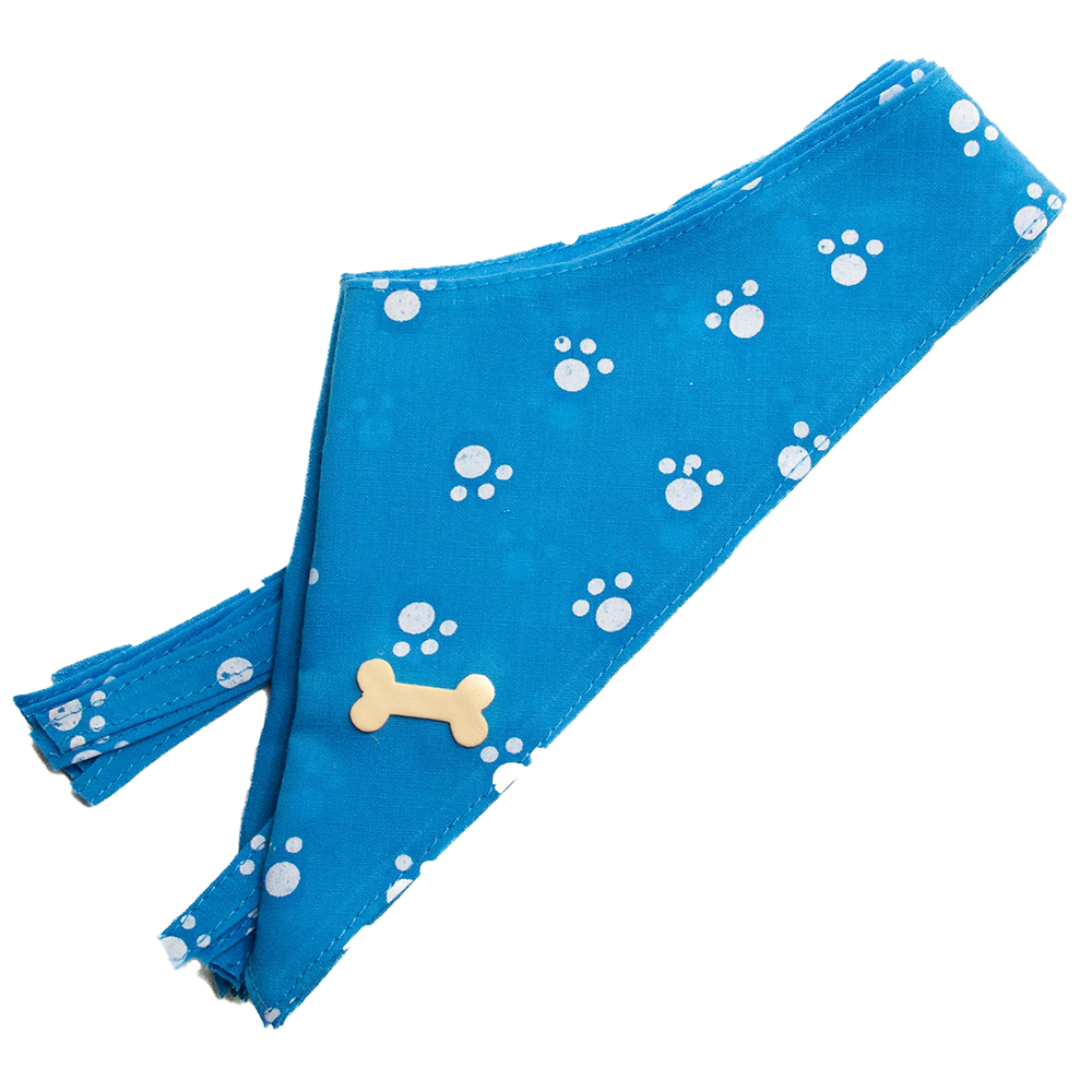 Design #34 Neck Blue Paw Dog Bandana