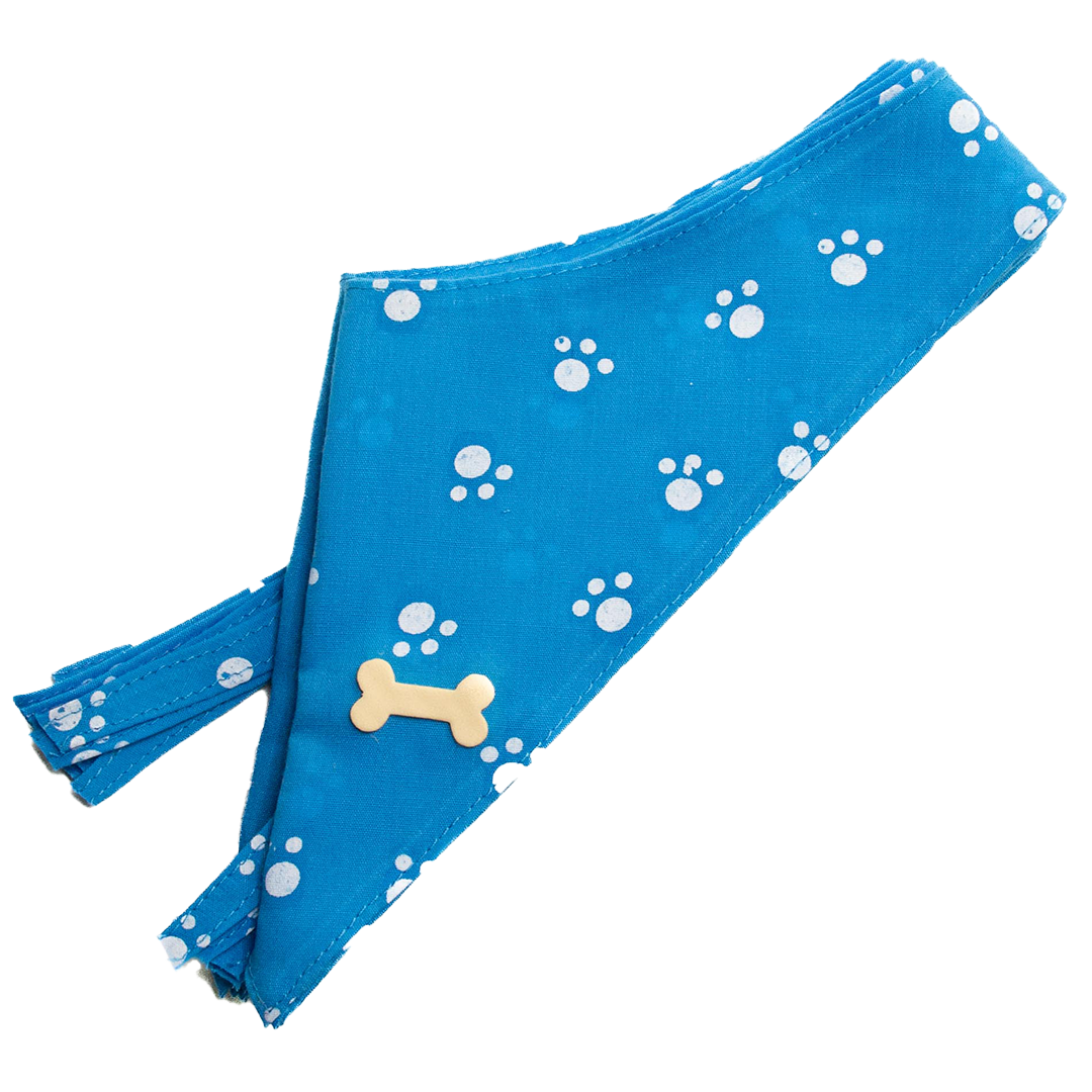 Design #34 Neck Blue Paw Dog Bandana