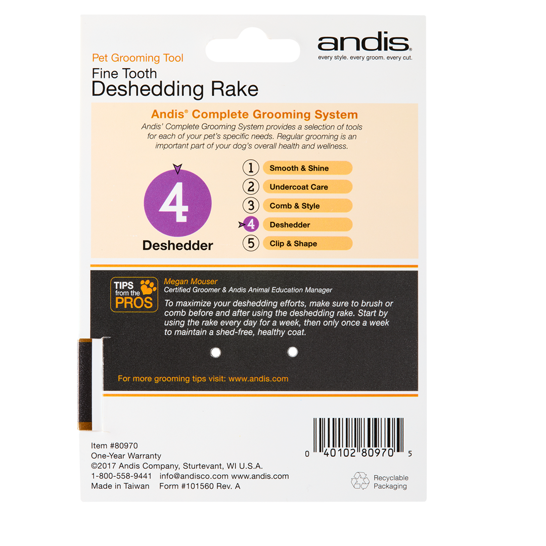 Fine Tooth Deshedding Rake by Andis