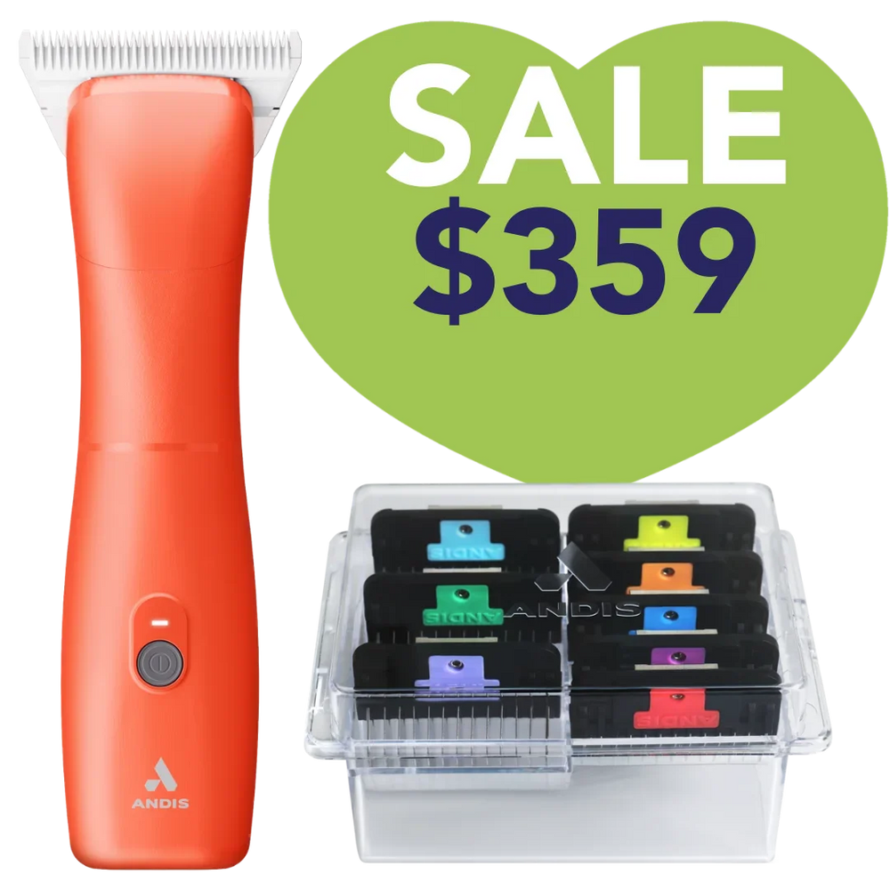 Emerge Clipper Orange with #30W Blade and 8Pc Wide Comb Attachment Bundle by Andis