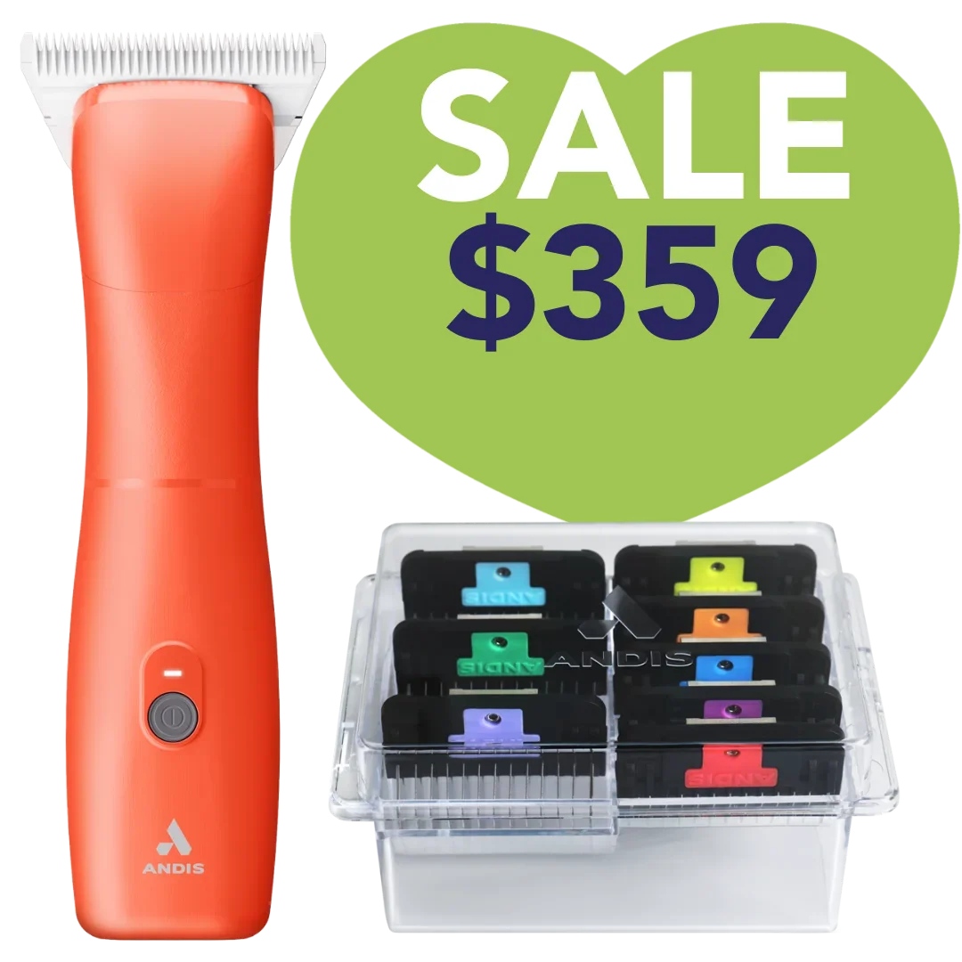 Emerge Clipper Orange with #30W Blade and 8Pc Wide Comb Attachment Bundle by Andis