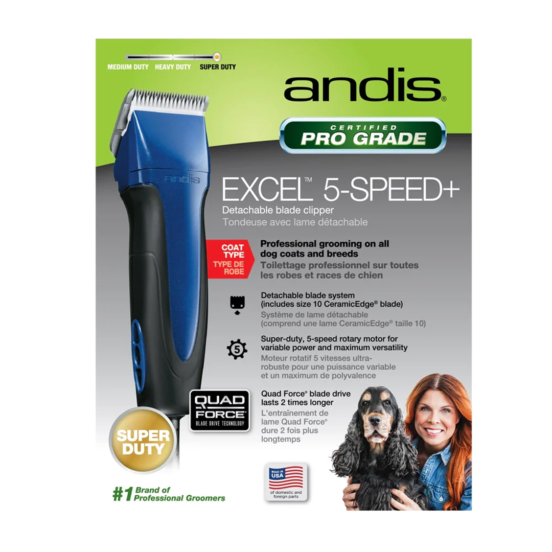 Excel 5 Speed Detachable Blade Clipper Blue by Andis