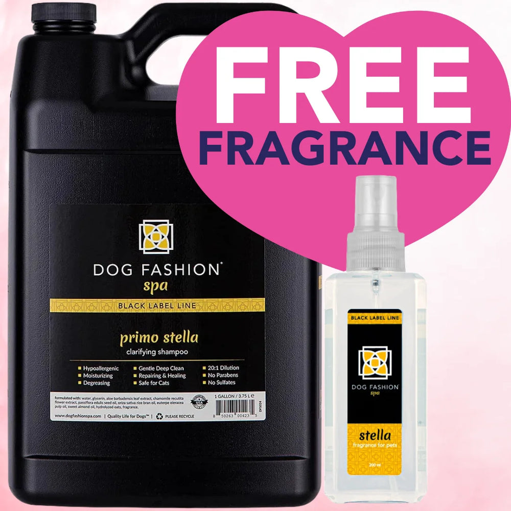 Stella Primo Clarifying Shampoo Gallon with Stella Fragrance 200 ml Set by Dog Fashion Spa