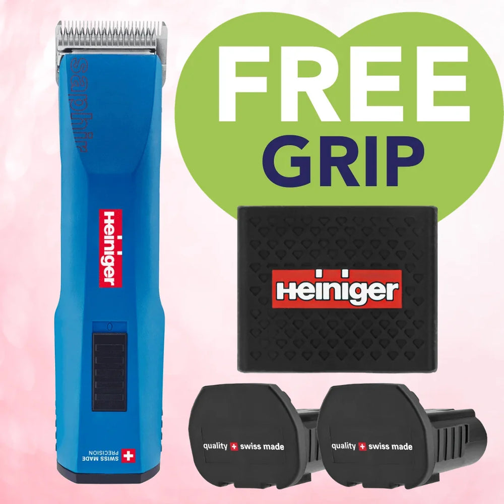 Blue Saphir Cordless Clipper Two Batteries with Free Clipper Grip by Heiniger