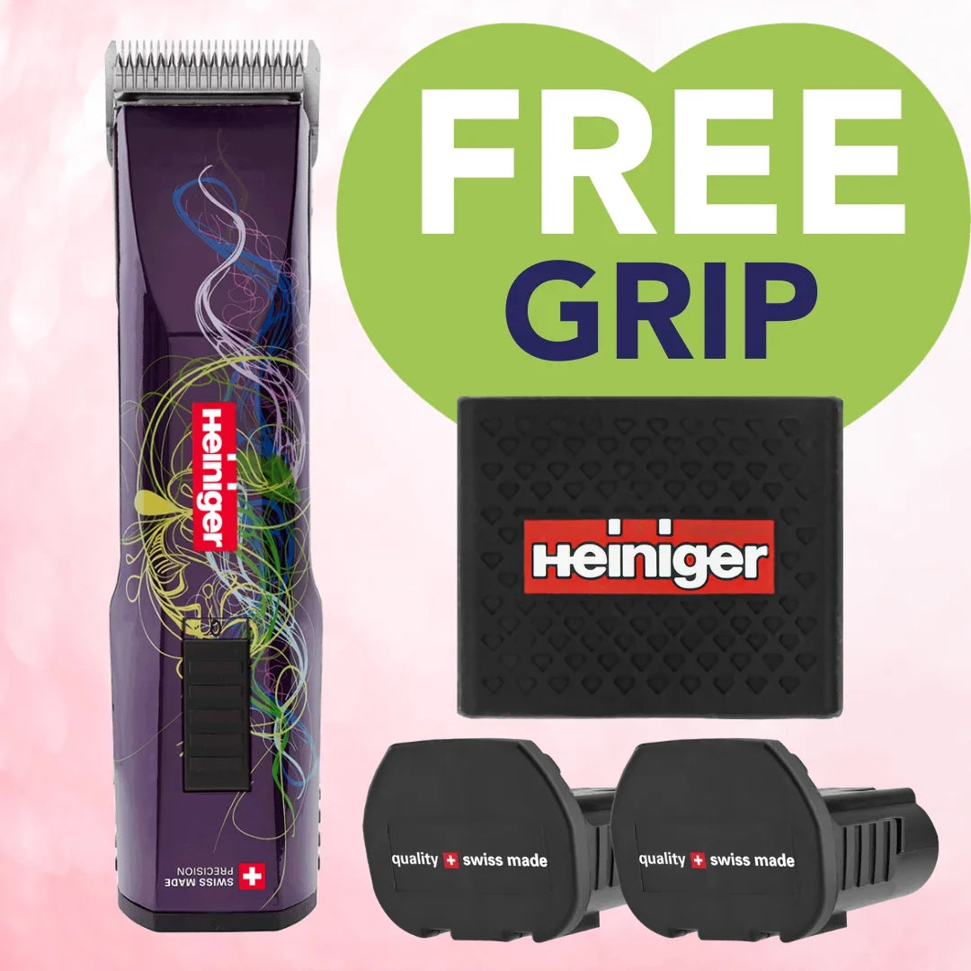 Purple Saphir Cordless Clipper Two Batteries with Free Clipper Grip by Heiniger