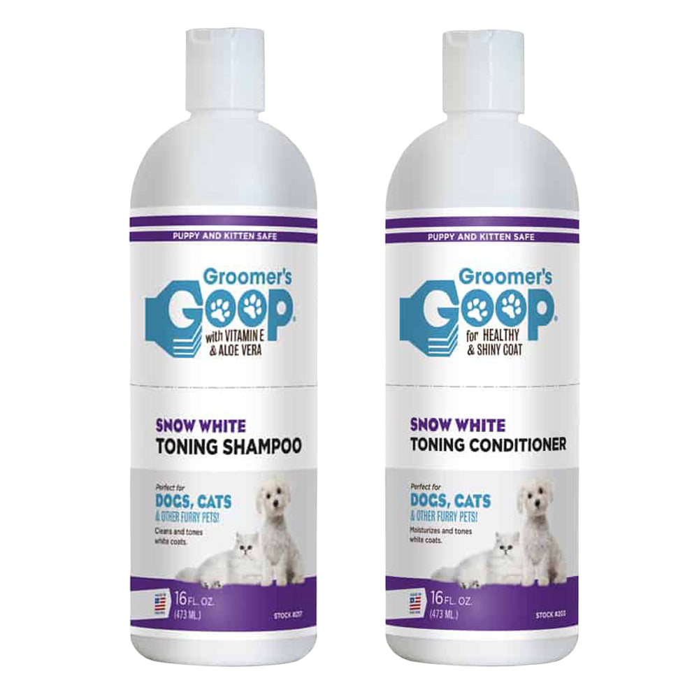 Snow White Toner Shampoo and Conditioner 16oz by Groomer's Goop