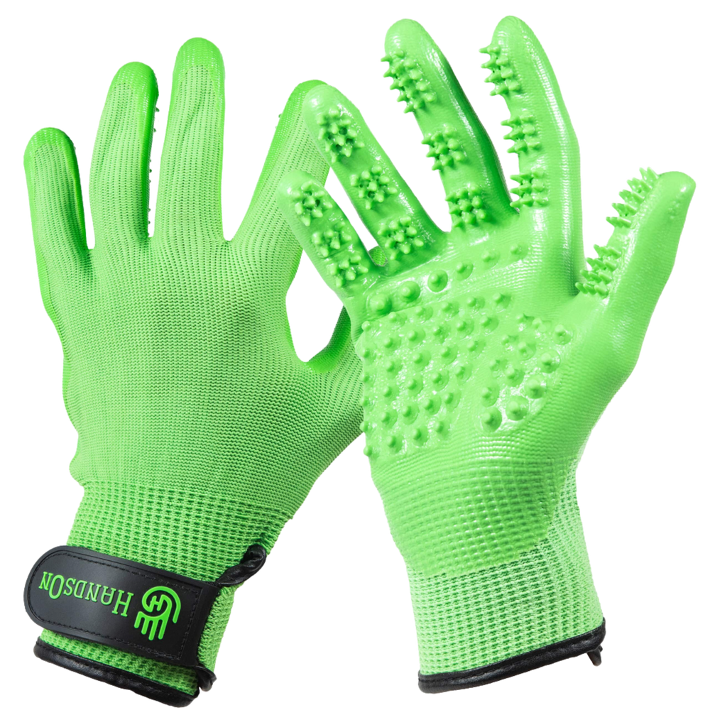 Extra-Large Green Deshedding Gloves by HandsOn Gloves