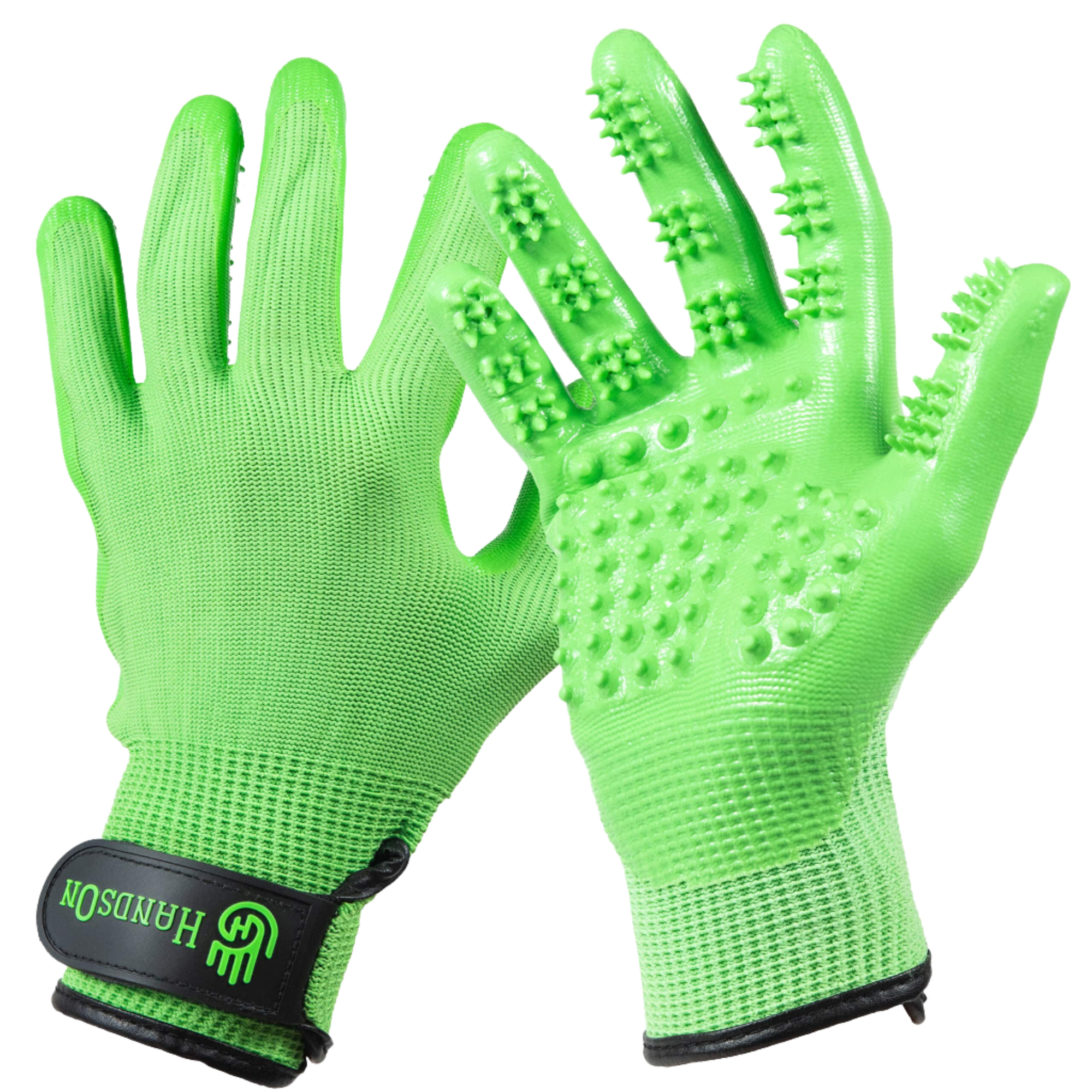 Large Green Deshedding Gloves by HandsOn Gloves