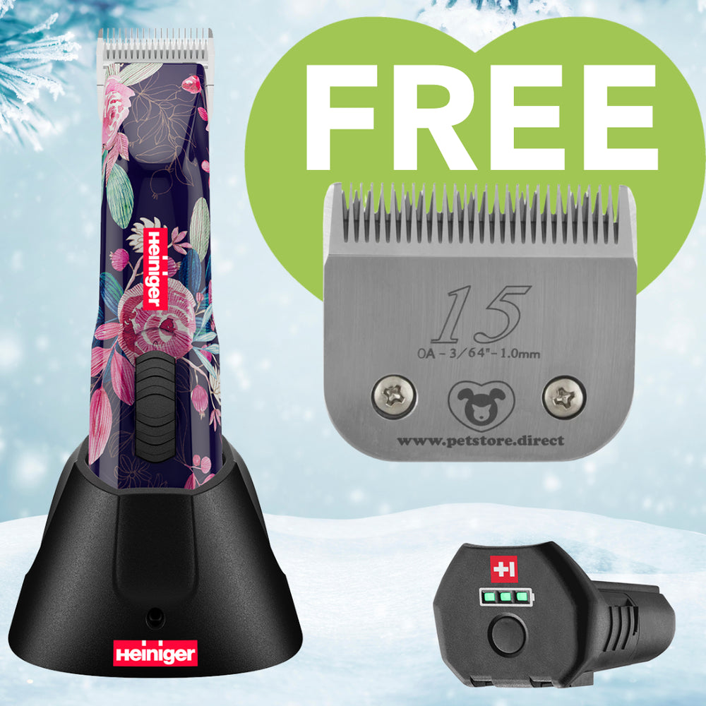 Limited Edition Flower Opal Cordless Clipper One Battery with Free PSD #15 Blade by Heiniger