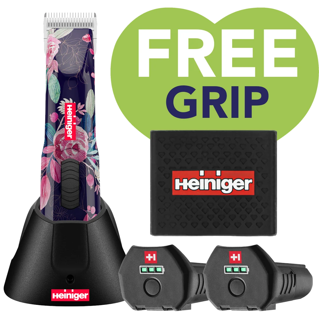 Limited Edition Flower Opal Cordless Clipper 2 Batteries with Free Clipper Grip by Heiniger