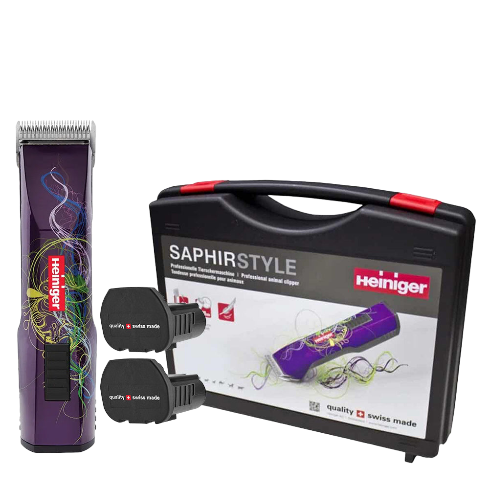 Purple Saphir Cordless Clipper with Two Batteries in a Case by Heiniger