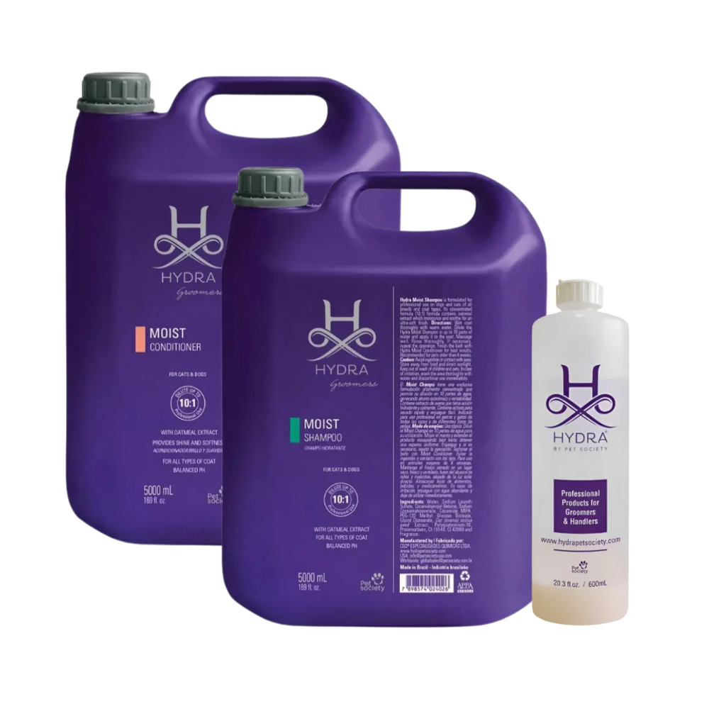 Moist Shampoo and Conditioner Gallon with Dilution Bottle Set by Hydra