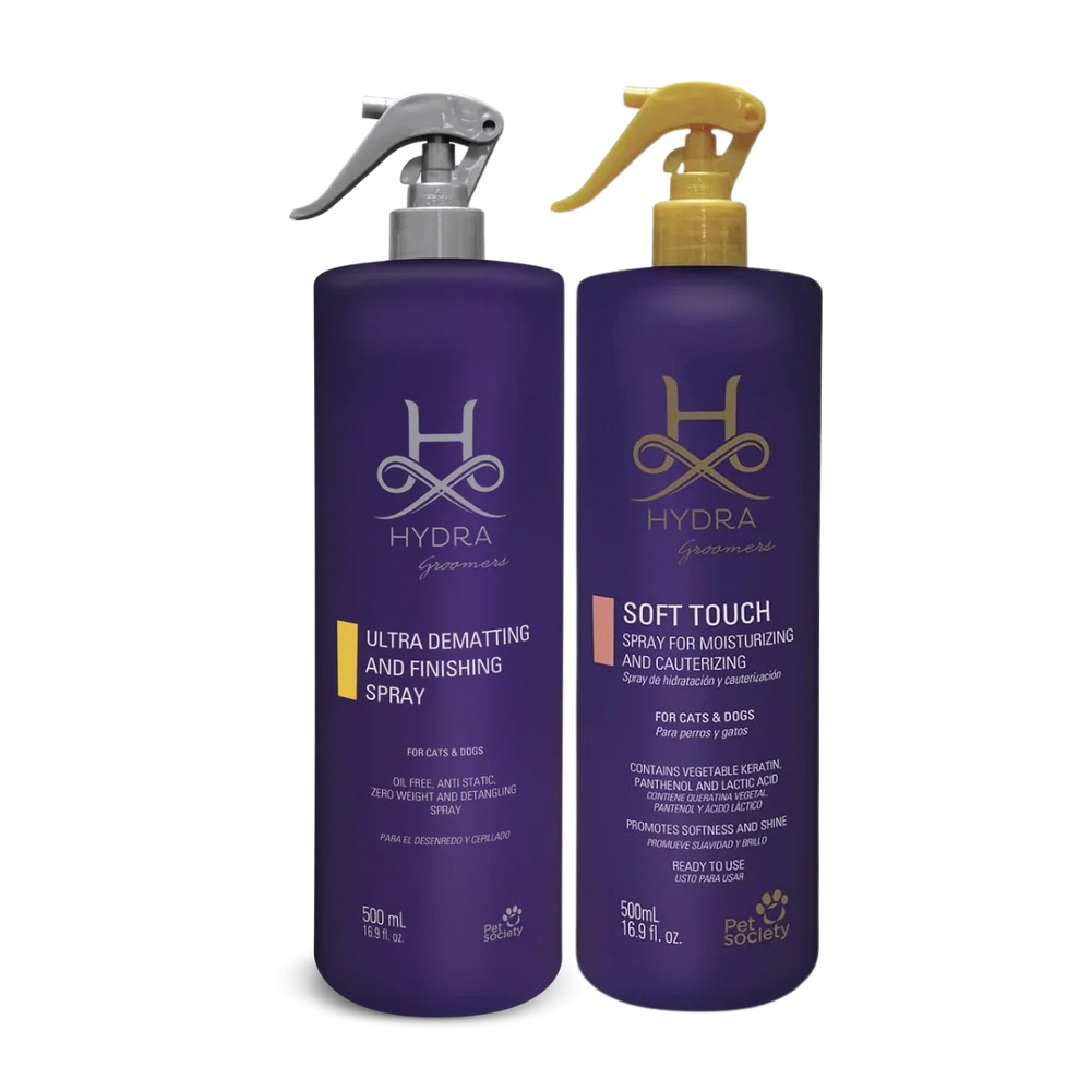 Ultra Detangle & Dematting Finishing Spray and Soft Touch Moisturizing Spray 16.9oz Set by Hydra