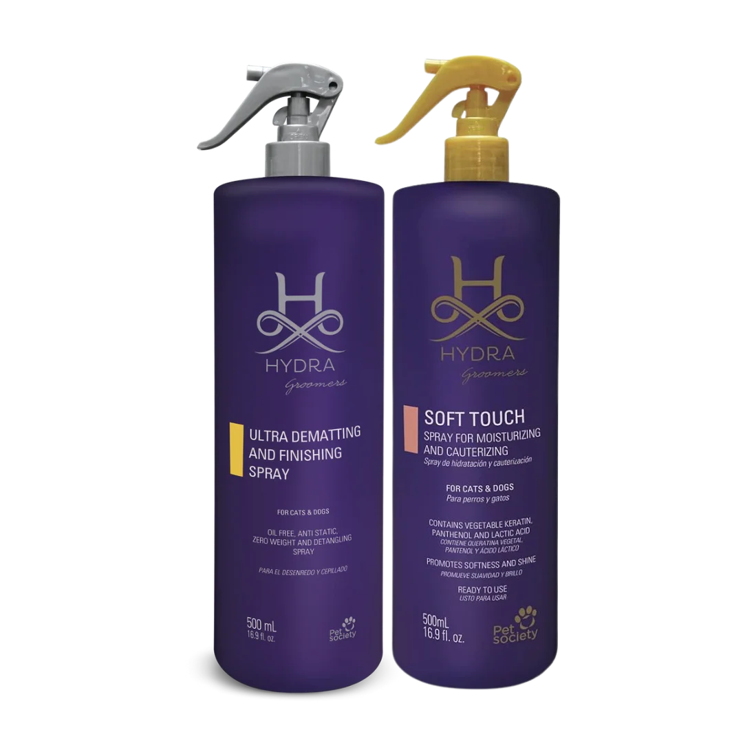 Ultra Detangle & Dematting Finishing Spray and Soft Touch Moisturizing Spray 16.9oz Set by Hydra