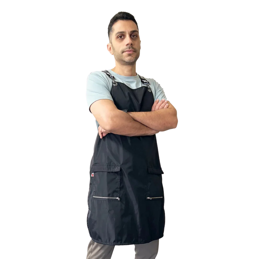 Black Waterproof Signature Strap Crossover Apron by Ladybird Line