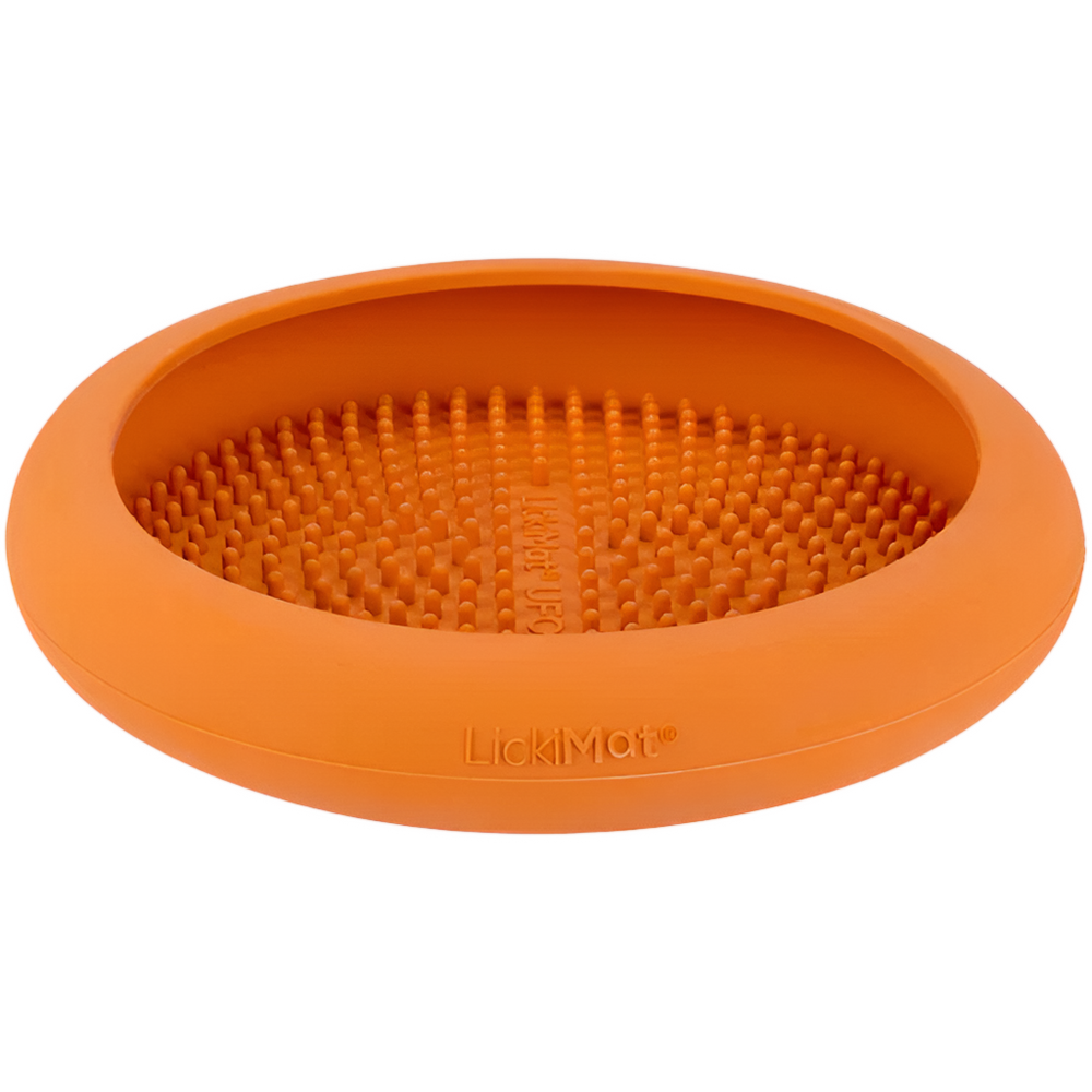 UFO Slow Feeder Dog Bowl Orange by LickiMat