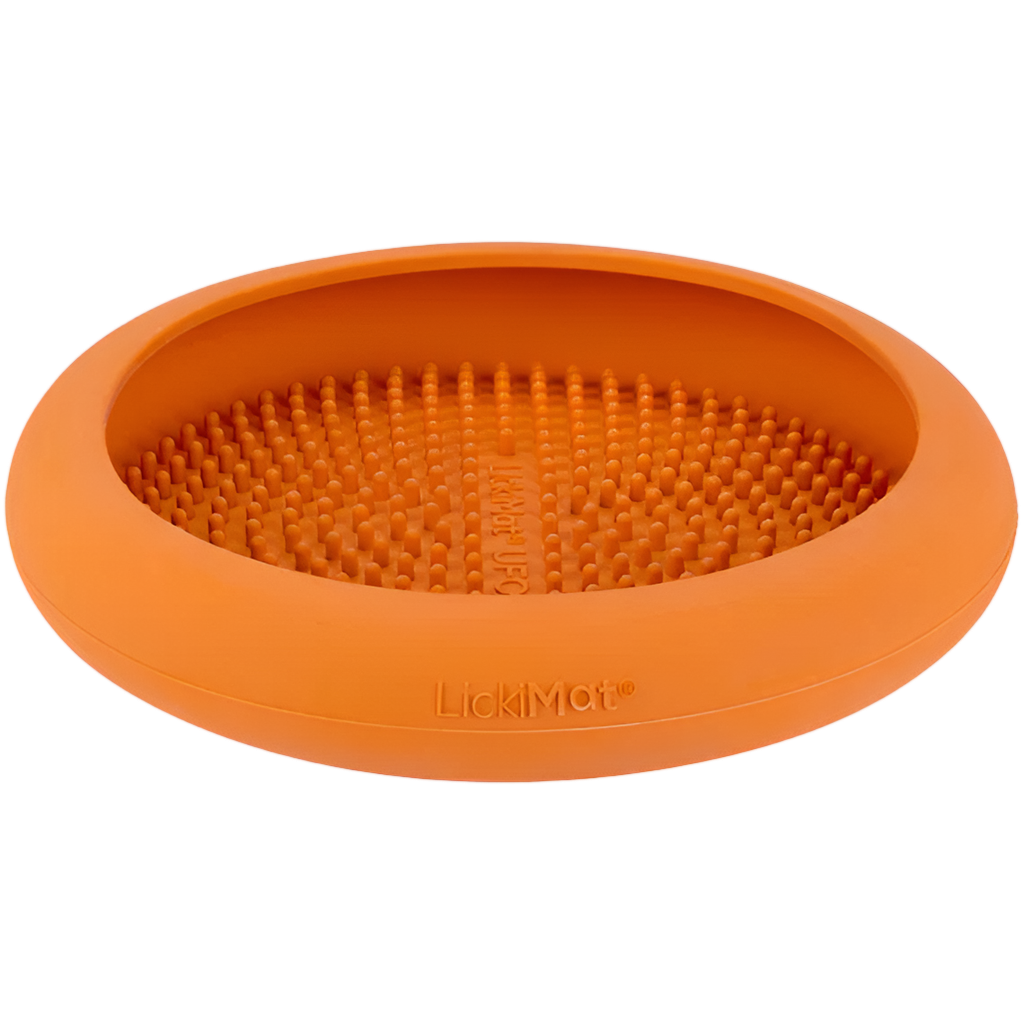 UFO Slow Feeder Dog Bowl Orange by LickiMat