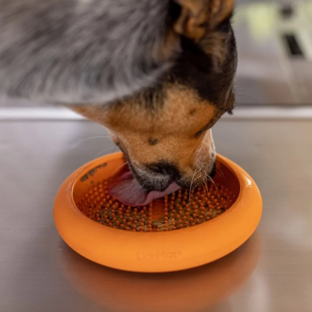 UFO Slow Feeder Dog Bowl Orange by LickiMat