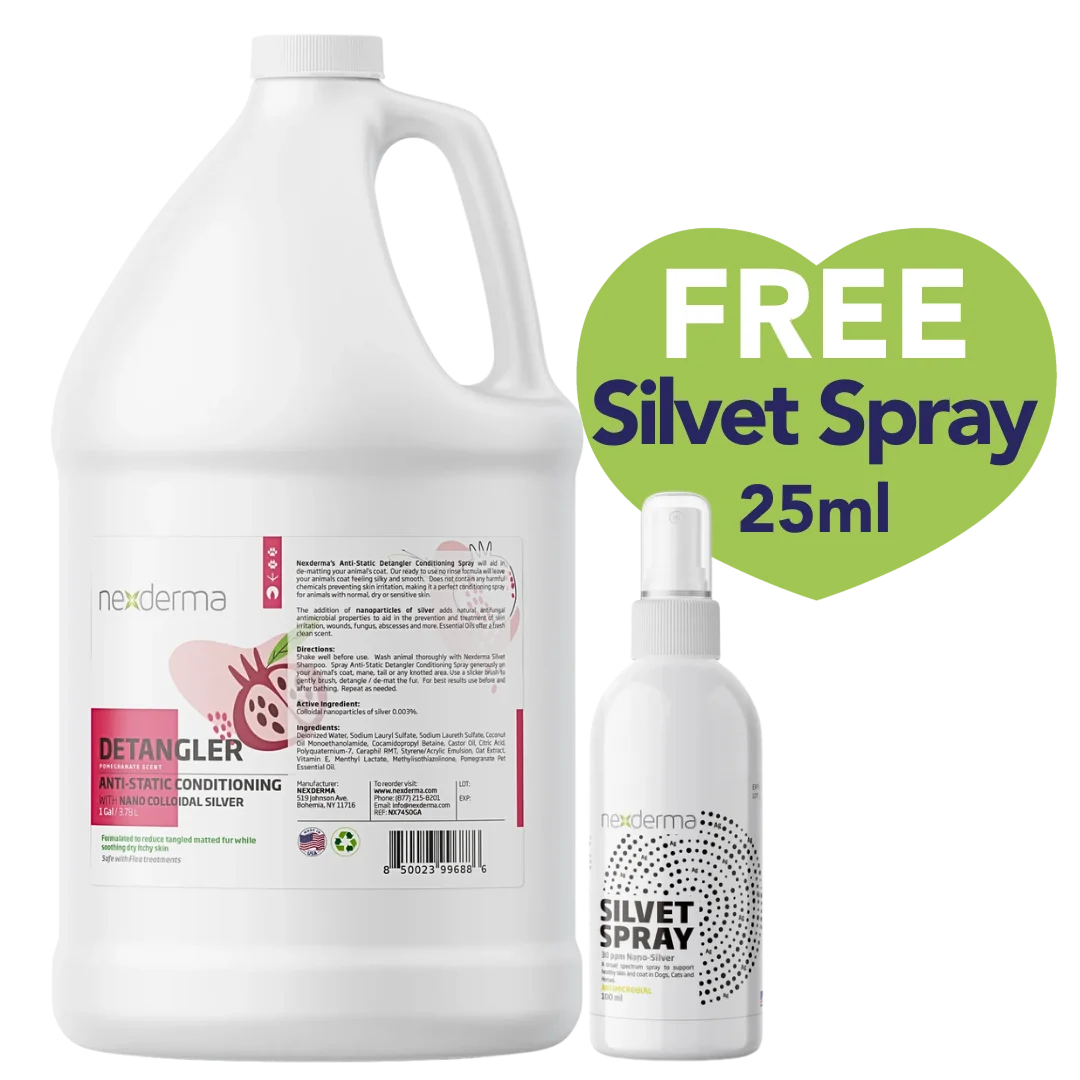 Pomegranate Detangler Spray Gallon with Free Silvet Spray 25ml by Nexderma