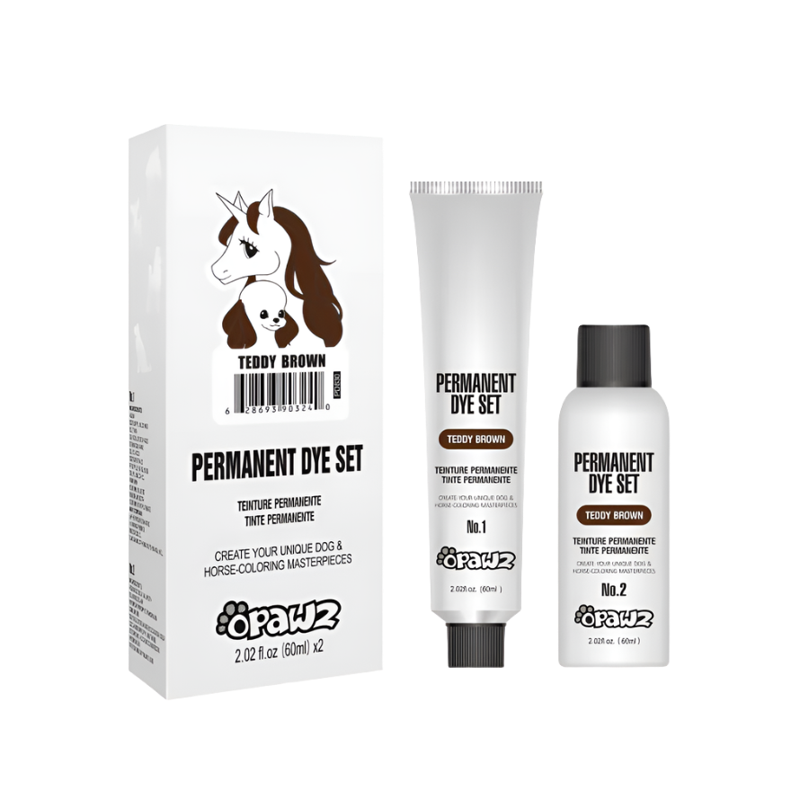 Permanent Dog Hair Dye Set Teddy Brown 2oz by Opawz