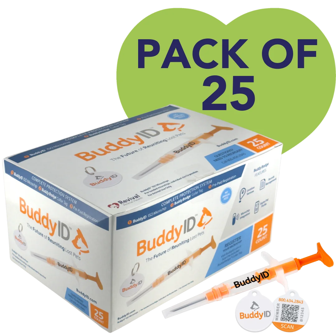 Pack of 25 Microchip Complete Protection System by BuddyID